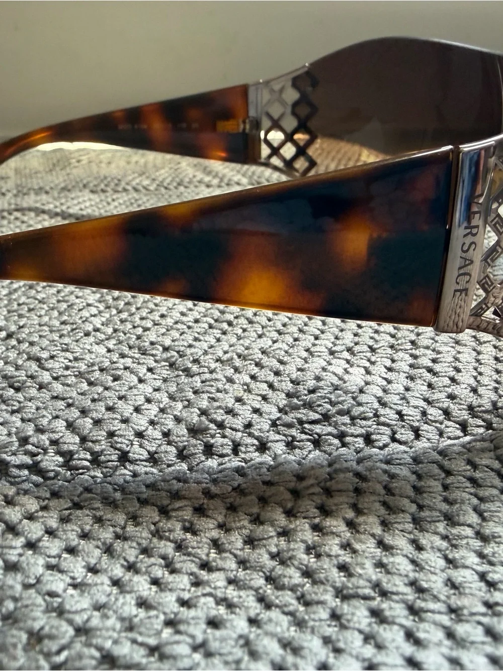 “Vintage Versace Mod 4158 Tortoise Wrap Shield Sunglasses 461/13